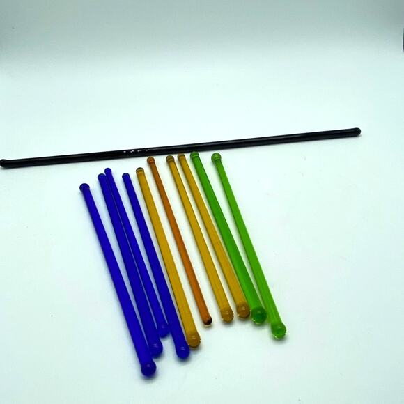 Glass Swizzle‎ Sticks Cocktail Stirrer Glass Vintage Rods Bar Lot Of 11 - Picture 1 of 8